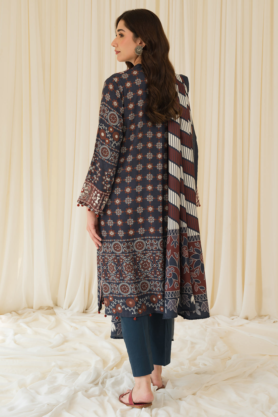 2 Piece - Embroidered Linen Suit