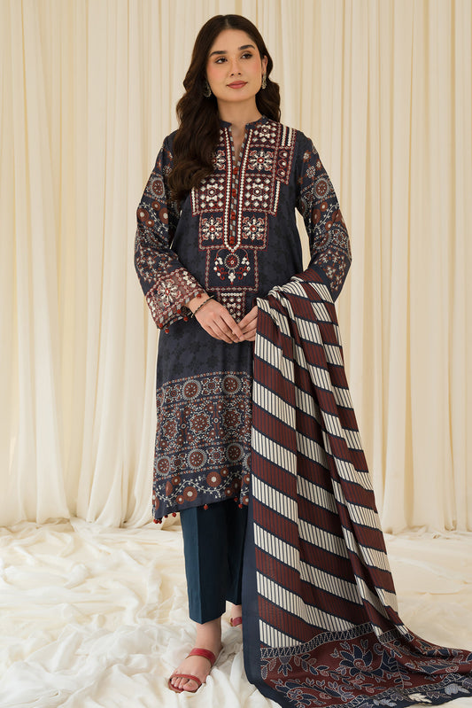 2 Piece - Embroidered Linen Suit