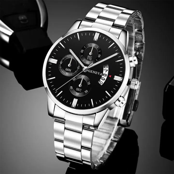 Men's Luxury Silver Quartz Watch