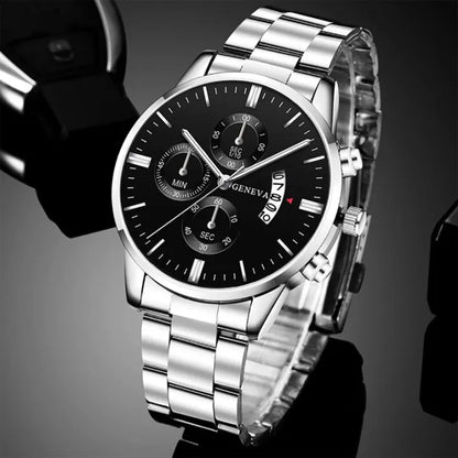 Men's Luxury Silver Quartz Watch