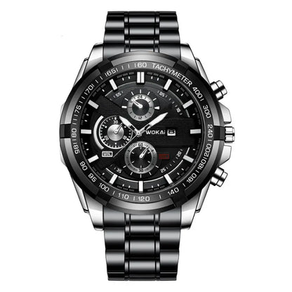 Business Quartz Watch with Steel Strap and 3 Dials