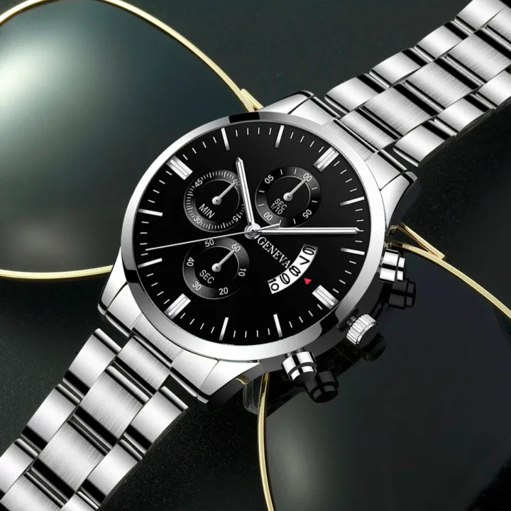 Men's Luxury Silver Quartz Watch