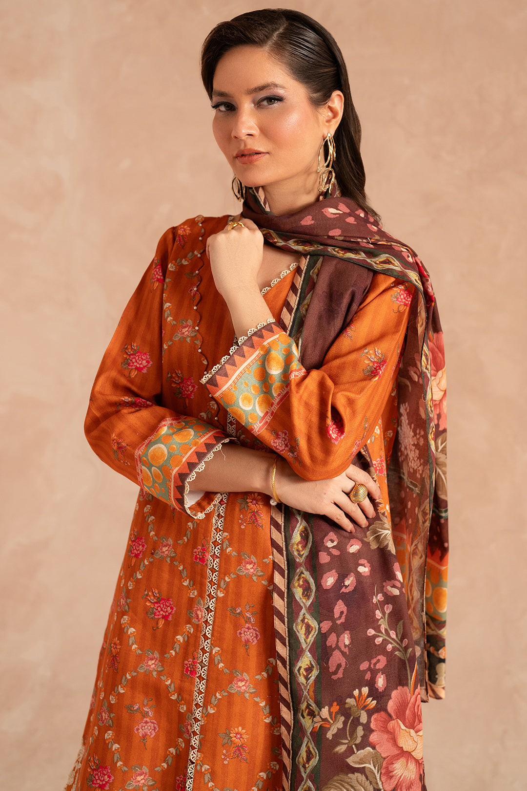 3 Piece - Embroidered Digital Printed Khaddar Suit