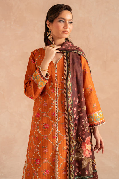 3 Piece - Embroidered Digital Printed Khaddar Suit