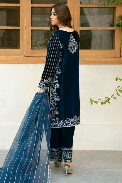 3 Piece - Embroidered Premium Velvet Suit