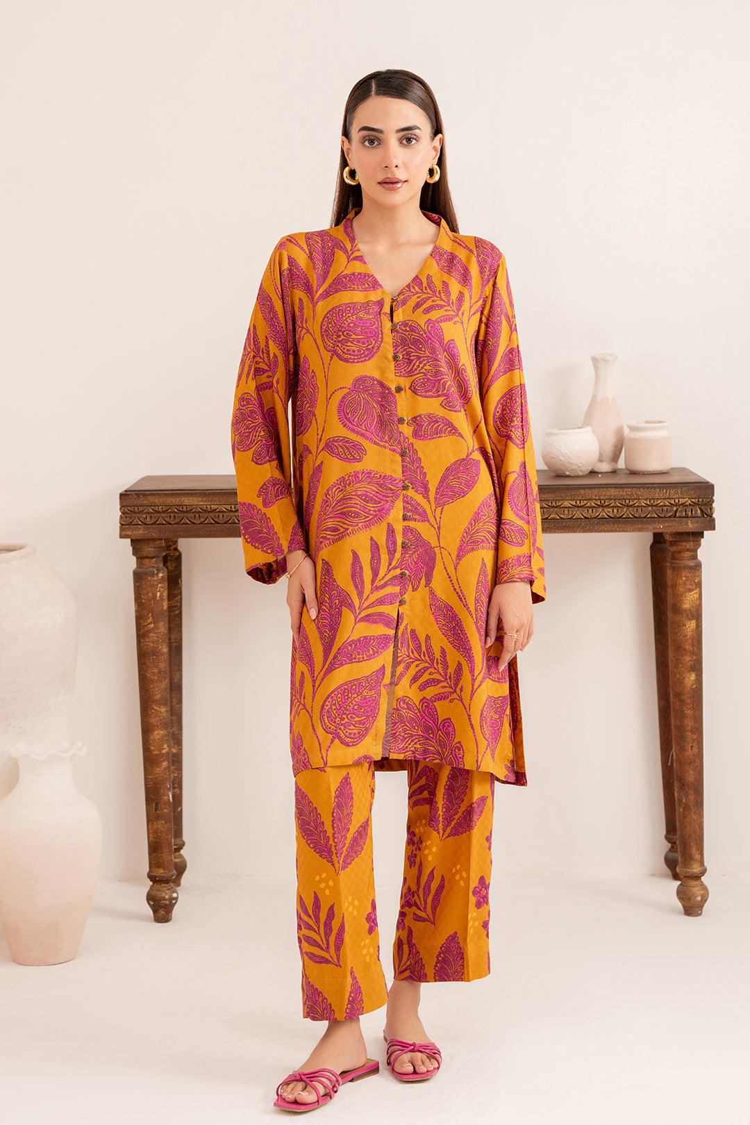 2 Piece - Digital Printed Linen Suit